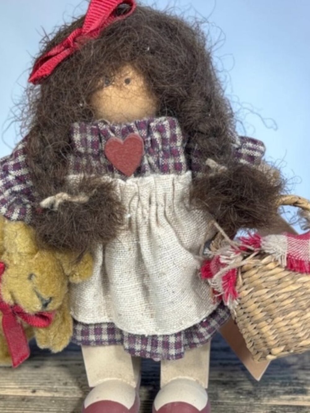 Vintage 1993 Lizzie High Little Ones Picnic Doll Teddy Bear Basket